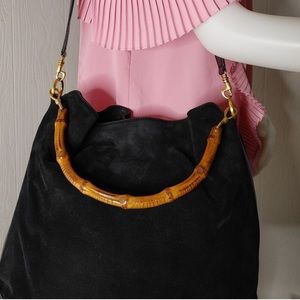Authentic Gucci Bamboo Suede Handbag